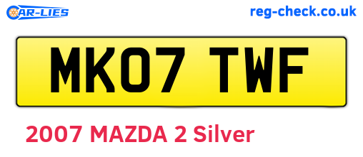MK07TWF are the vehicle registration plates.