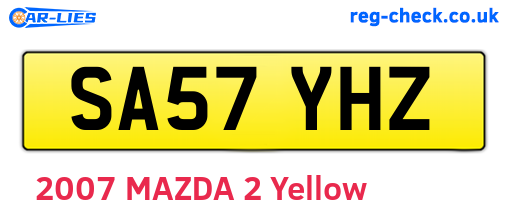 SA57YHZ are the vehicle registration plates.