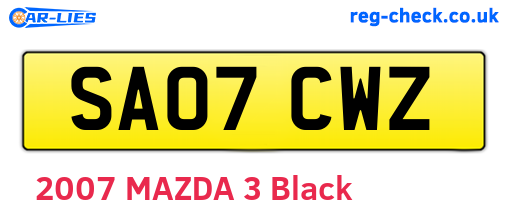 SA07CWZ are the vehicle registration plates.