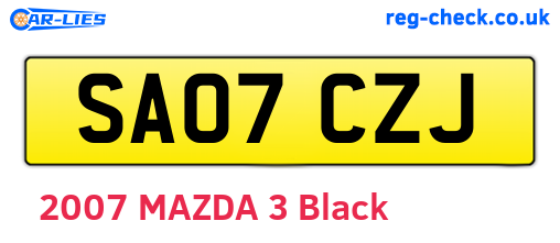 SA07CZJ are the vehicle registration plates.