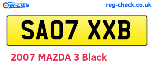 SA07XXB are the vehicle registration plates.