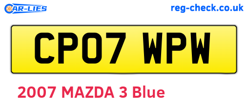 CP07WPW are the vehicle registration plates.