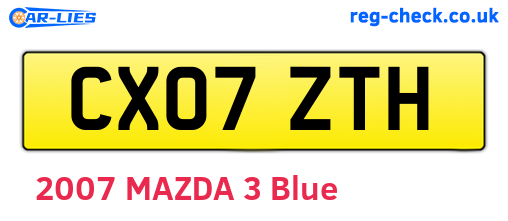 CX07ZTH are the vehicle registration plates.