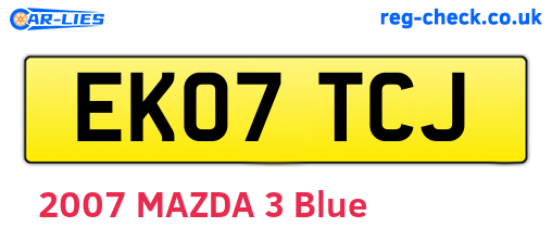 EK07TCJ are the vehicle registration plates.
