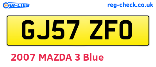 GJ57ZFO are the vehicle registration plates.