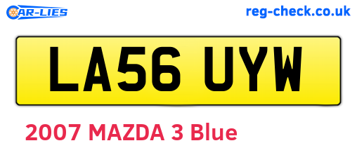 LA56UYW are the vehicle registration plates.