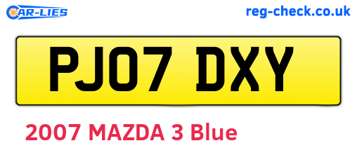 PJ07DXY are the vehicle registration plates.