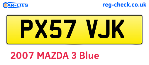 PX57VJK are the vehicle registration plates.