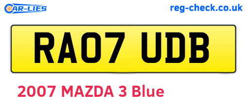 RA07UDB are the vehicle registration plates.