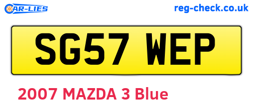 SG57WEP are the vehicle registration plates.
