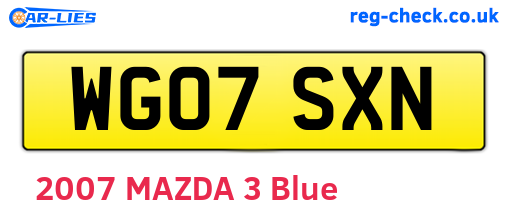 WG07SXN are the vehicle registration plates.