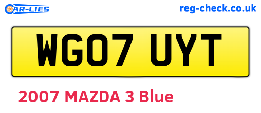 WG07UYT are the vehicle registration plates.