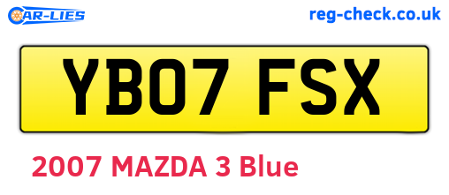 YB07FSX are the vehicle registration plates.