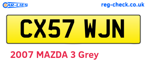 CX57WJN are the vehicle registration plates.