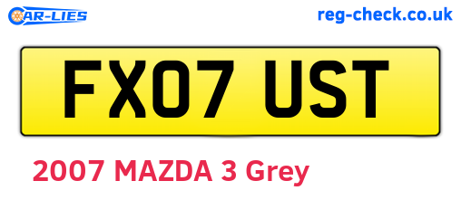 FX07UST are the vehicle registration plates.