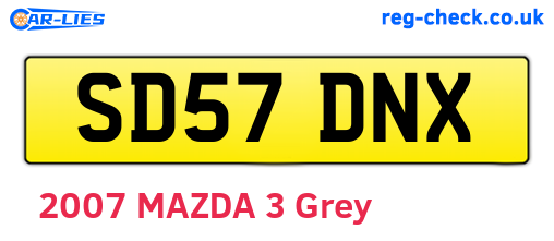 SD57DNX are the vehicle registration plates.