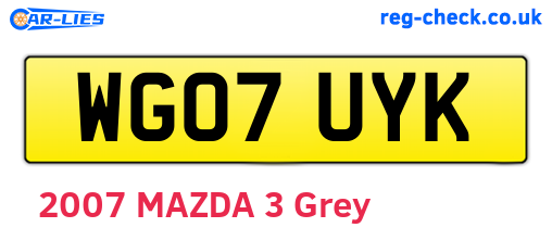 WG07UYK are the vehicle registration plates.