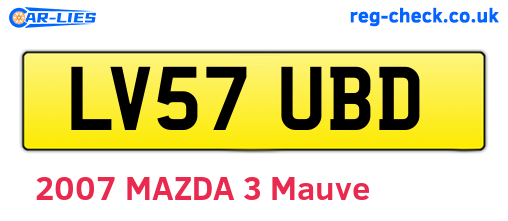 LV57UBD are the vehicle registration plates.