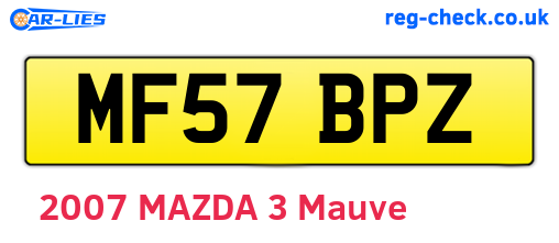 MF57BPZ are the vehicle registration plates.