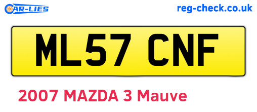 ML57CNF are the vehicle registration plates.