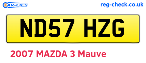 ND57HZG are the vehicle registration plates.