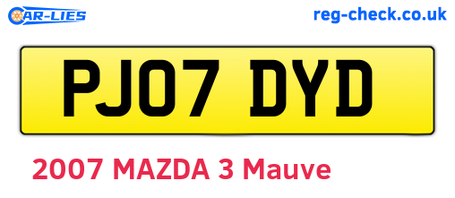 PJ07DYD are the vehicle registration plates.