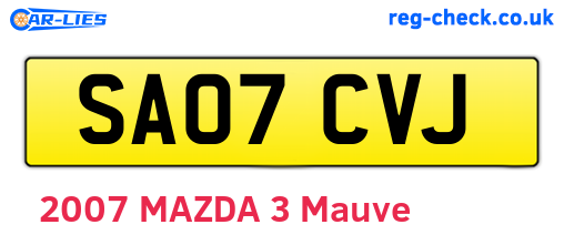 SA07CVJ are the vehicle registration plates.