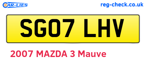 SG07LHV are the vehicle registration plates.