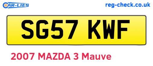 SG57KWF are the vehicle registration plates.