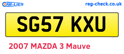 SG57KXU are the vehicle registration plates.