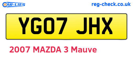 YG07JHX are the vehicle registration plates.