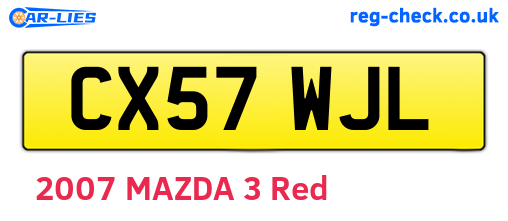 CX57WJL are the vehicle registration plates.