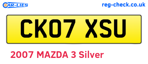 CK07XSU are the vehicle registration plates.