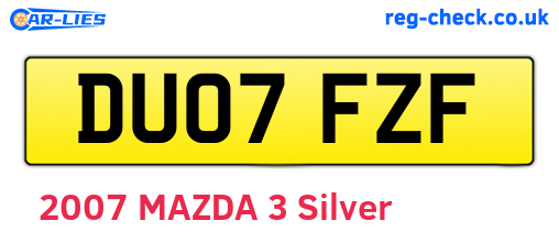 DU07FZF are the vehicle registration plates.
