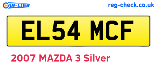 EL54MCF are the vehicle registration plates.