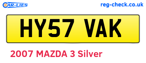 HY57VAK are the vehicle registration plates.