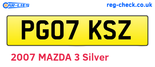 PG07KSZ are the vehicle registration plates.