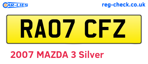RA07CFZ are the vehicle registration plates.