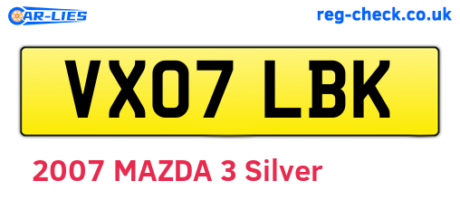 VX07LBK are the vehicle registration plates.