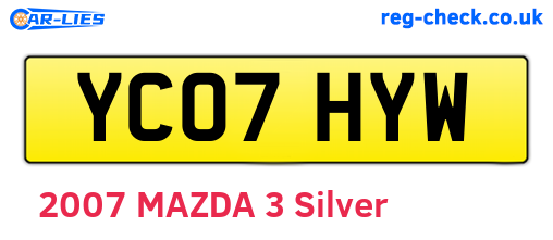 YC07HYW are the vehicle registration plates.