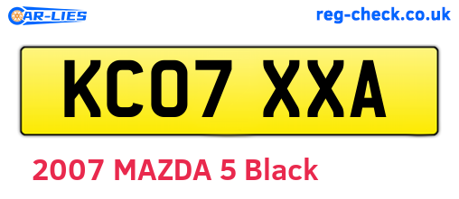KC07XXA are the vehicle registration plates.
