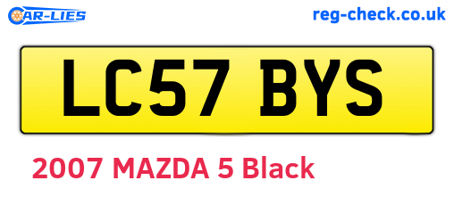 LC57BYS are the vehicle registration plates.