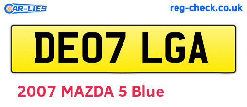 DE07LGA are the vehicle registration plates.