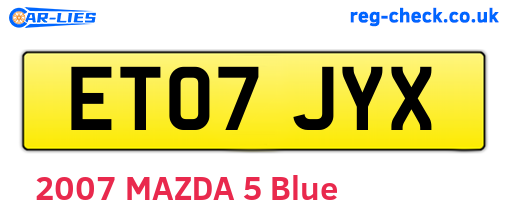 ET07JYX are the vehicle registration plates.