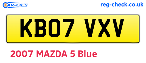 KB07VXV are the vehicle registration plates.