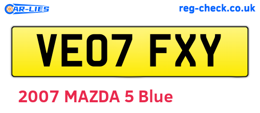 VE07FXY are the vehicle registration plates.