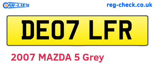 DE07LFR are the vehicle registration plates.