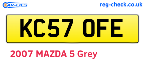 KC57OFE are the vehicle registration plates.