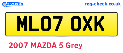 ML07OXK are the vehicle registration plates.