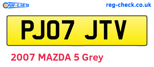 PJ07JTV are the vehicle registration plates.